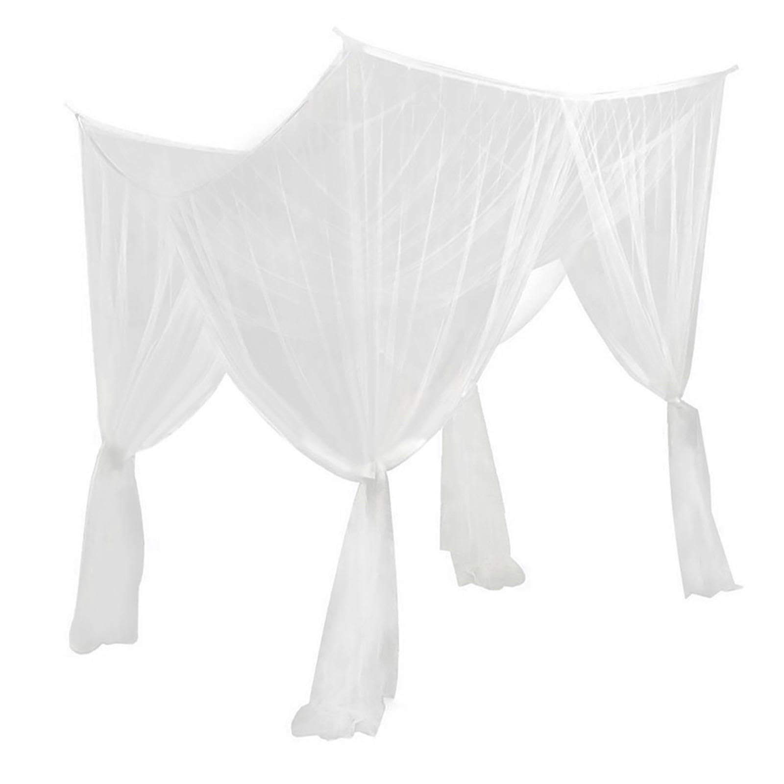mophrati Charming 4 Corner Bed Canopy Curtain Net Elevates Any Bedroom With Breathable Luxury Cover Provide All Round For Family. Kids Bed Tent Bedding Drape, White, 210x190x240cm