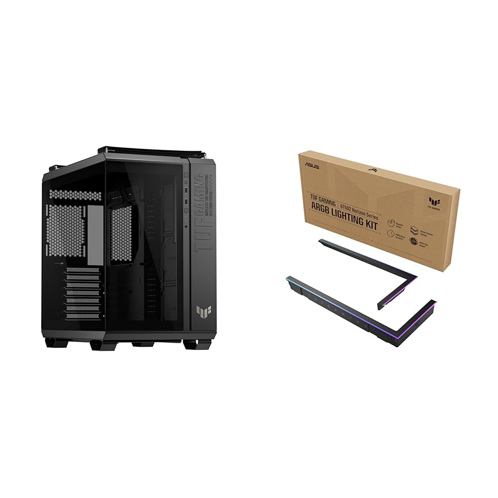 Bundle of ASUS TUF Gaming GT502 Horizon ATX Mid-Tower Gaming Case + ASUS TUF Gaming ARGB Lighting Kit for GT502 Horizon Series (Black)