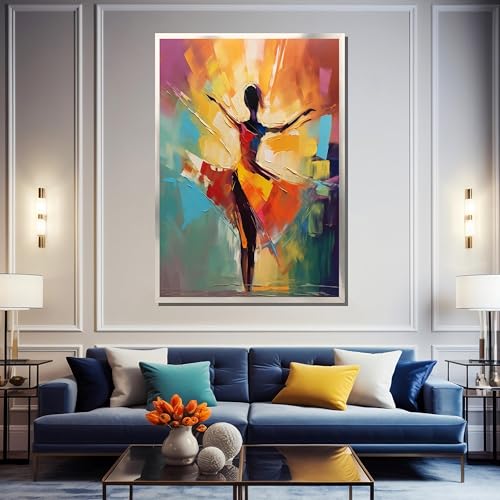 Tableau abstrait doré ballerine toile émotions danse