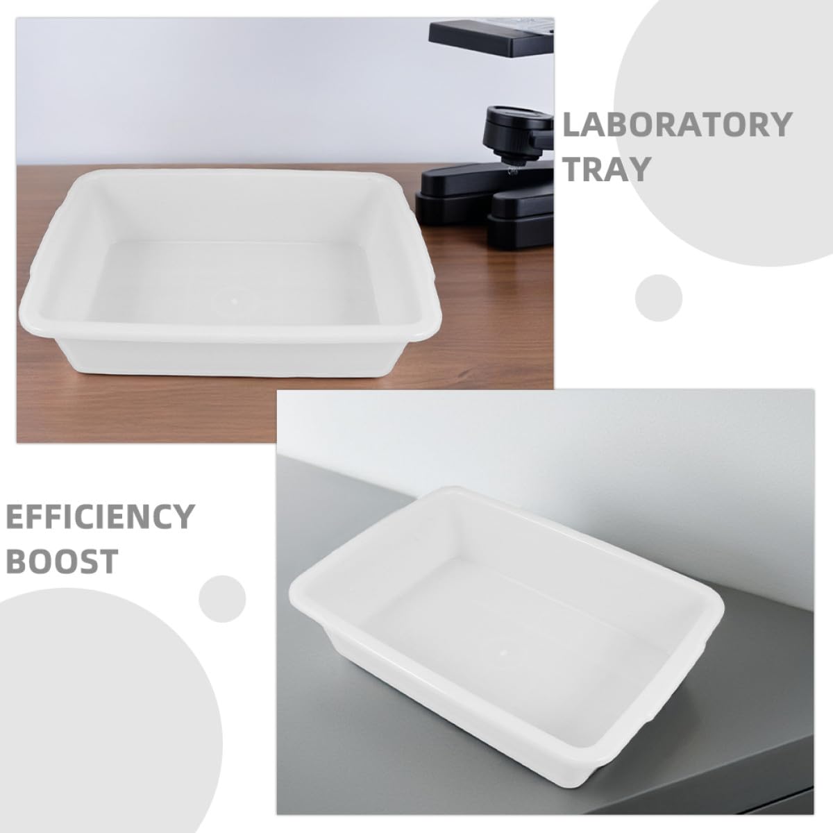 SHINEOFI Plateaux de Laboratoire Lot de 2 Design Anti-Fuite en Plastique Blanc Polyvalents pour Laboratoires Chimiques et Salles de Classe