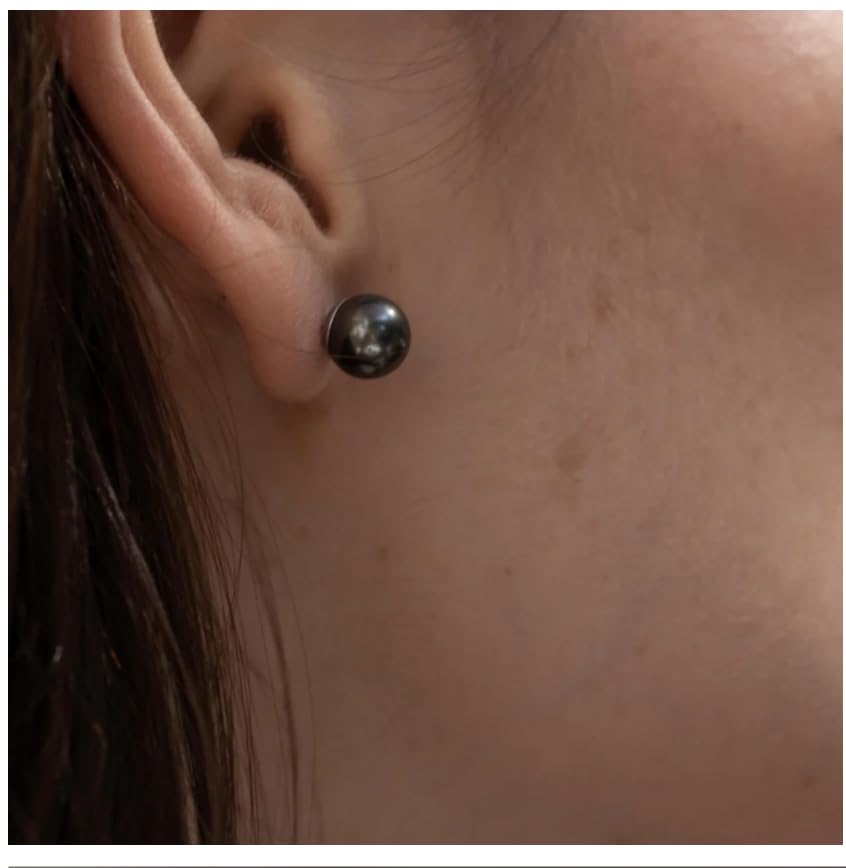 8mm Black Tahitian Cultured Pearl Stud Earrings In 18K White Gold – Cultured In French Polynesia, Comes In A Classic Black Gift Box. Elegant Jewelry Gift for Wife, Mom, Girlfriend – Anniversary, Birthday, Christmas, Mother’s Day, Valentine’s Day4