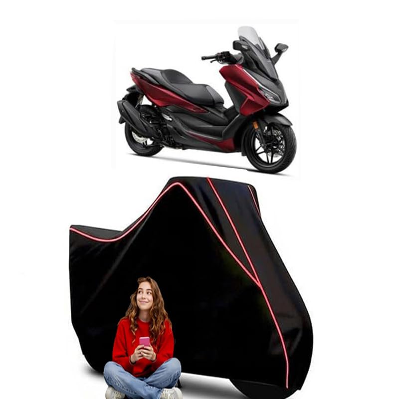Image of Forza 150 Scooty Bike Cover Water Resistant Outdoor Use Universal Fit Scooters Motorcycles Heavy Duty UV Protection Dust Rain Scratch Resistant Elastic Bottom Black Blue Piping