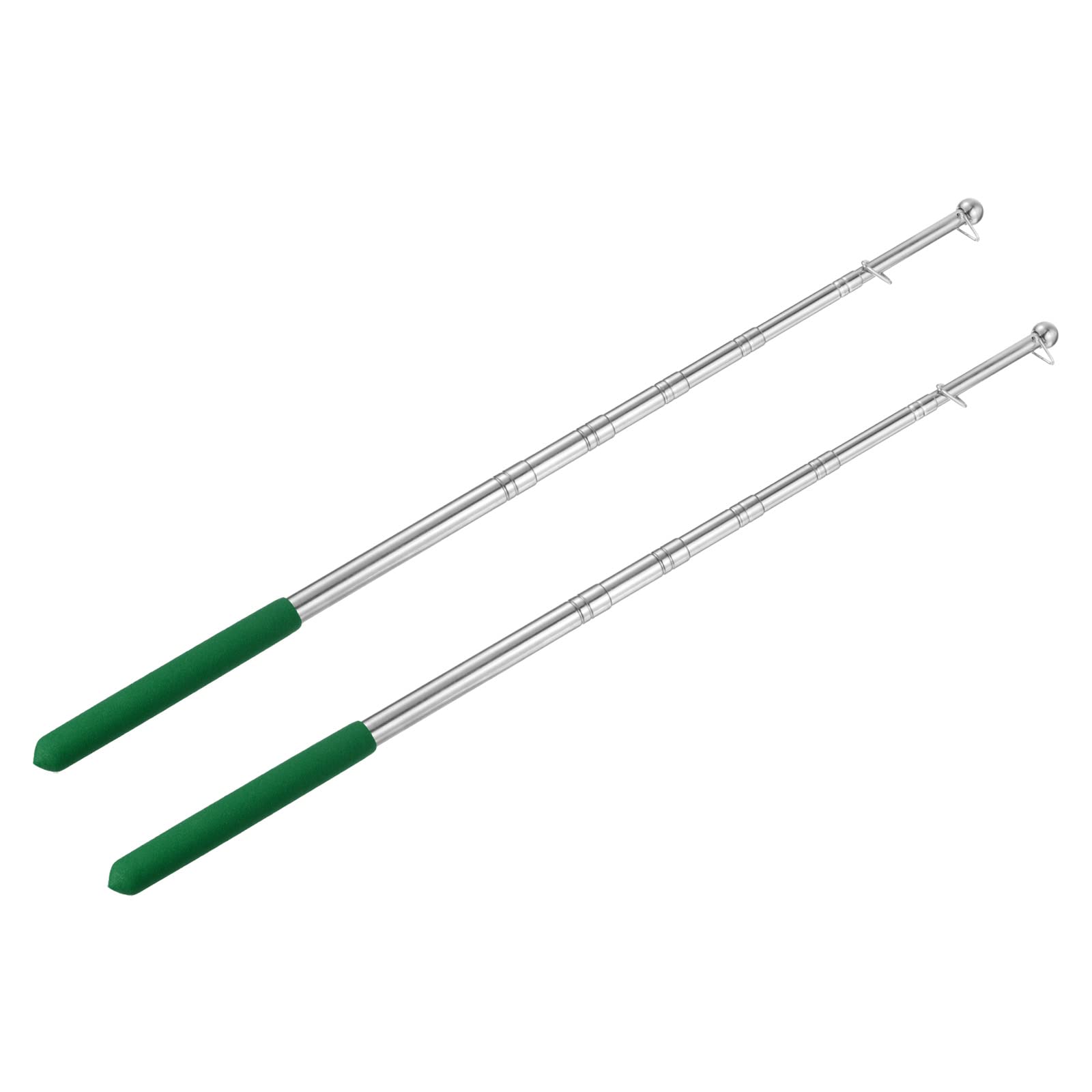 PATIKIL 4 Feet Telescopic Handheld Flagpoles, 2 Pack Stainless Steel Extendable Portable Guide Flag Pole for Tour Guides Teacher Pointer, Green