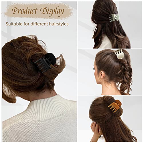 Medium Hair Claw Clips For Thin Fine Hair, Matte Double Row Teeth Hair Claw Clips 1.6'' Small No-Slip Grip Jaw Clips For Women And Girls,8 Pcs #TOP3