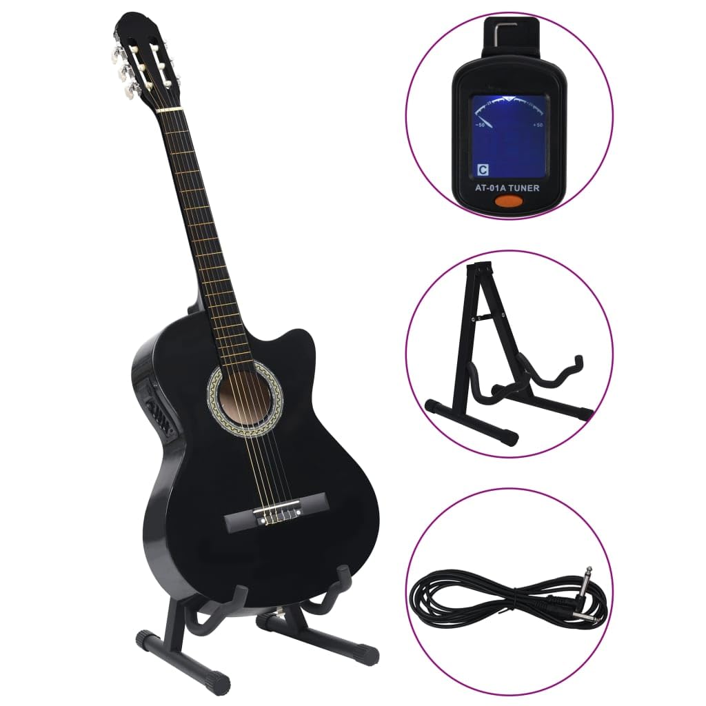 Set Chitarra Western 12 pz con Equalizzatore e 6 Corde Chitarra Classica Strumenti Musicali Prodotti per Fare Musica Orchestra Nera