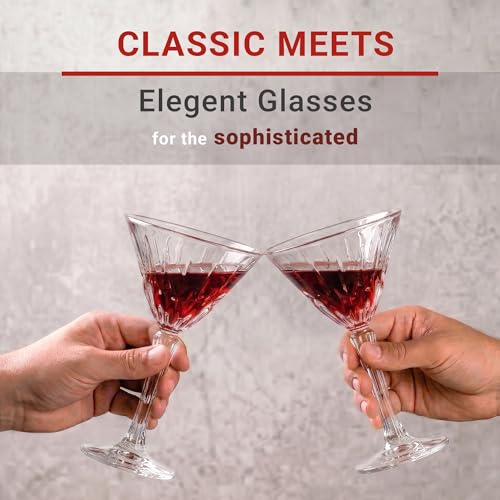 Image of Femora Muse Cocktail Glass Set of 2, 260 ml Martini Glasses, Premium Clear Cocktail Glasses for Martini, Cosmopolitan & Mocktails, Elegant Stemware for Bar & Home