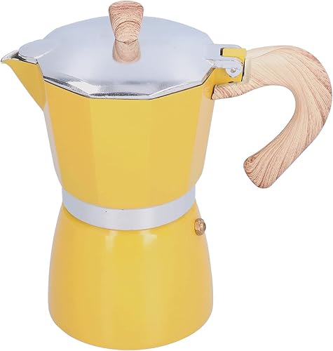 Miniatura 6 de Olla Moka de 6 tazas, cafetera espresso italiana clásica para estufa de gas, horno electrotérmico (amarillo)
