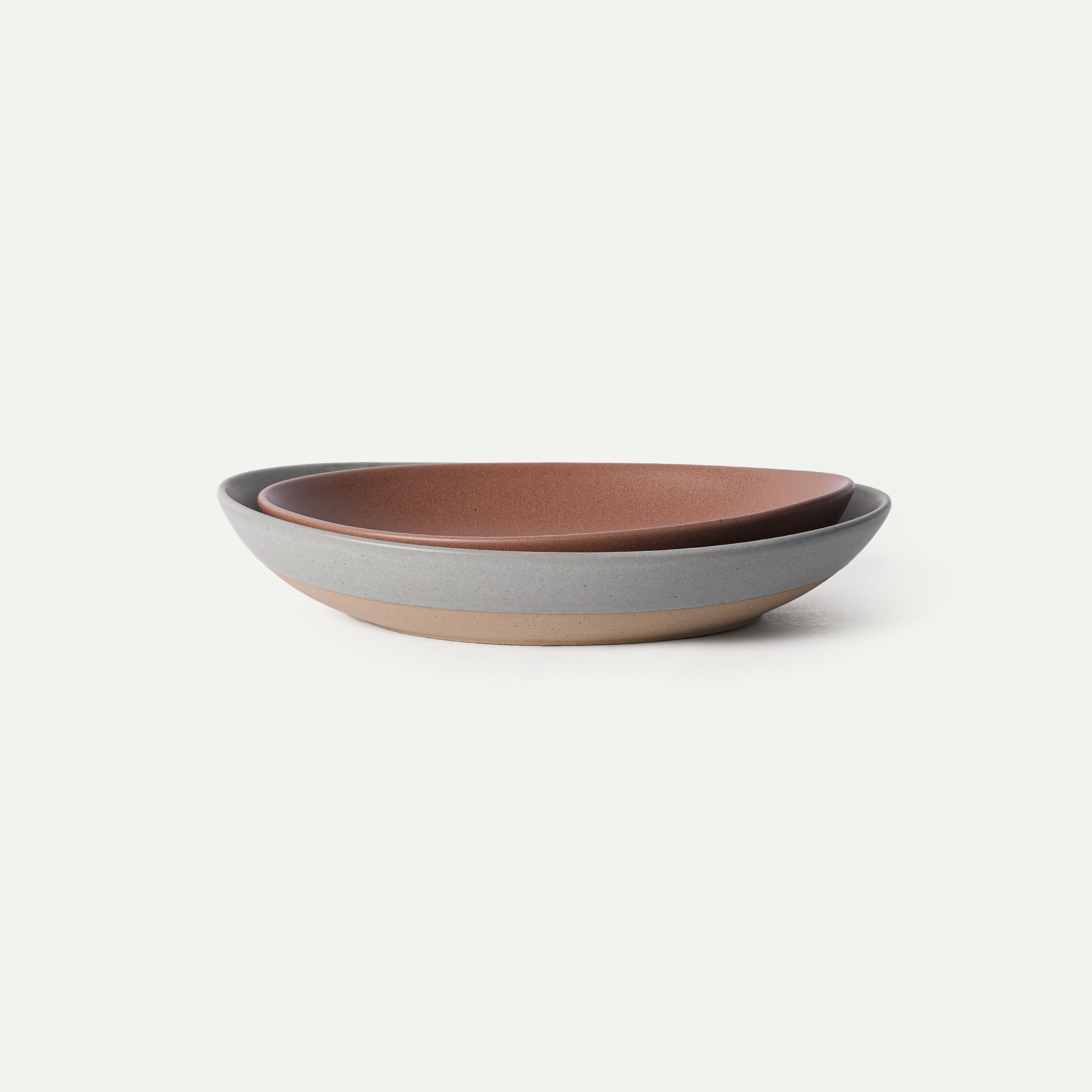 MORA Jumbo and Large Serving Dishes Set of 2, 13 inch and 12 inch Ceramic Pottery Oval Platters - Microwave, Oven and Dishwasher Safe - Peppercorn &