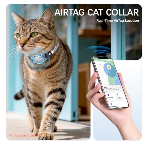 Image of AirTag Cat Collar Breakaway, Rhinestone Collars with Air Tag Holder, Black