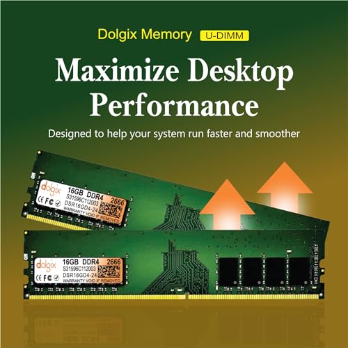 Image of Dolgix16GB DDR4 2666MHz Desktop RAM (Memory) U-DIMM | Long-DIMM | CL-19 | PC4-21333, (1Rx8 Single Rank) 3 Year Warranty (Made in India)