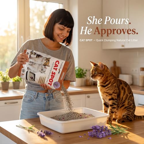 Image of CatSpot Lavender Flower Scented Cat Litter - 5kg | Ultra Absorbent, Quick Clumping, Odor Control, Dust-Free Formula for Cats (Pack of 2)
