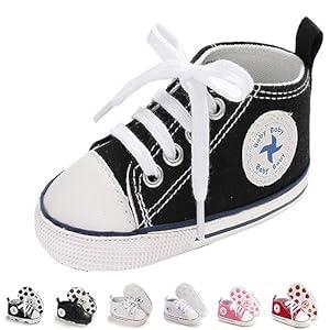 Newborn Baby Girls Boys Canvas Shoes Infant Soft Sole Slip On First Walkers Sneaker Toddler Flat Loafers High Top Crib Denim Unisex Moccasins Shoe