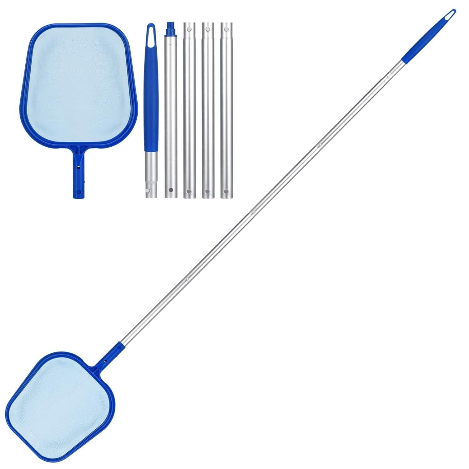 Pool Skimmer Net with Pole,Upgraded Extra Wide Scoop Edge Fine Mesh Net - Leaf Skimmer for Cleaning Out Debris Fast, Pool Maintenance - Clean Pool Liners (Upgraded Pool Net with Pole)-picture-22