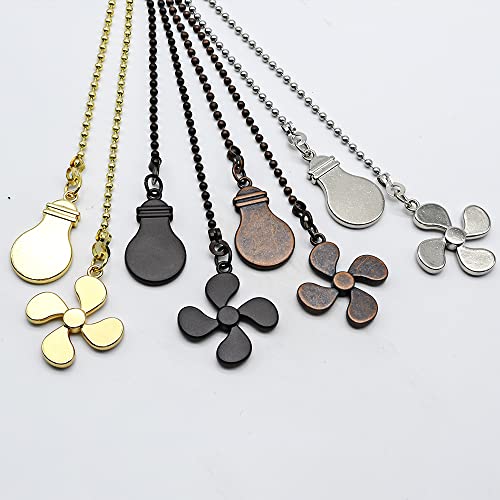 Image of Ceiling Fan Chain Extender Set, 12 Inch Ornaments Extension Chains with Decorative Light Bulb and Fan Cord, Red Bronze