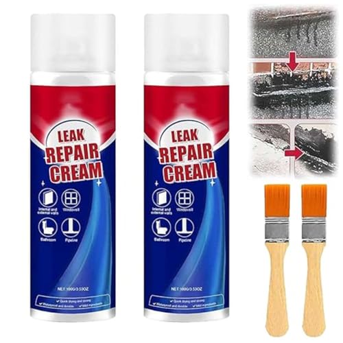 Spray Etancheite Exterieur Avec Pinceau, Leak Repair Cream, Hydrofuge Toiture Scellant Imperméable, Produits D'étanchéité Anti-Fuite Pour Tuile Béton Toit Gouttière Fenêtre Toilettes Carrelage (2pcs)