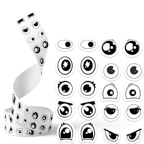 500Pcs/Roll Black Googly Wiggly Eye Labels Cartoon Cute Stickers Eyeball Craft Toys Self Adhesive Vinyl Waterproof Stickers DIY Arts Home Egg Decoration Scrapbook Phone Funny Easter Party Favor