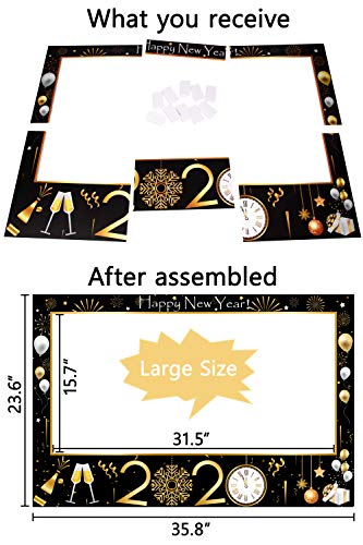 2020 Happy New Year's Eve Photo Booth Prop Frame Gold Black Party Favors Holiday Decorations Supplies Assembly Needed - Thumbnail 2