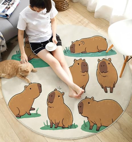 Tapis capybara lavable résistant aux bruits pour grand salon