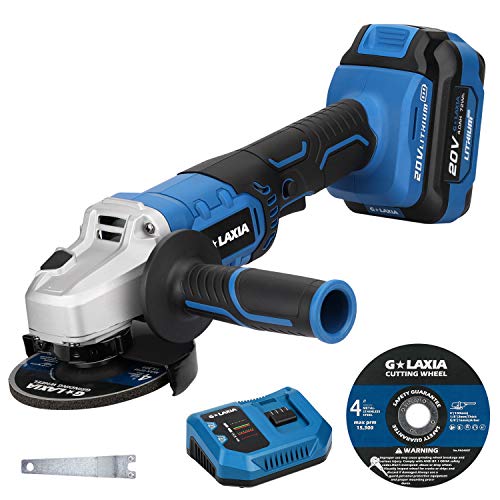 G LAXIA Angle Grinder, 20V 4-1/2-inch Cordless Grinder Tool with 4.0Ah Battery and Fast Charger, Cutting and Grinding Wheels for Cutting and Grinding
