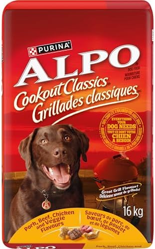 Alpo Cookout Classics Dry Dog Food, Pork, Beef, Chicken & Veggie - 16 kg Bag