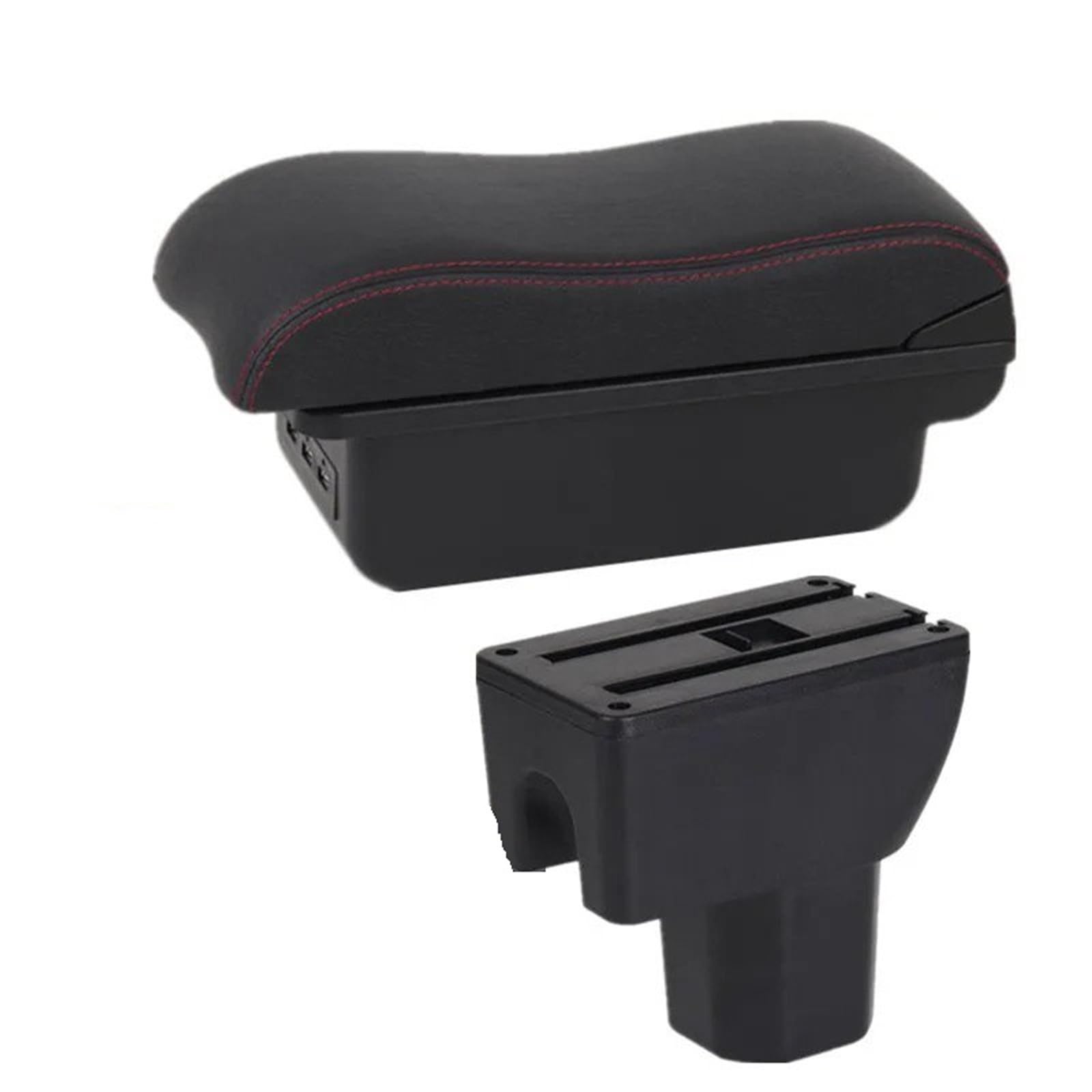 Hguvsjd Armrest Box For Suzuki For Splash Armrest Storage Box Dedicated Retrofit Parts Accessories Car Armrests(B Black red 3USB)