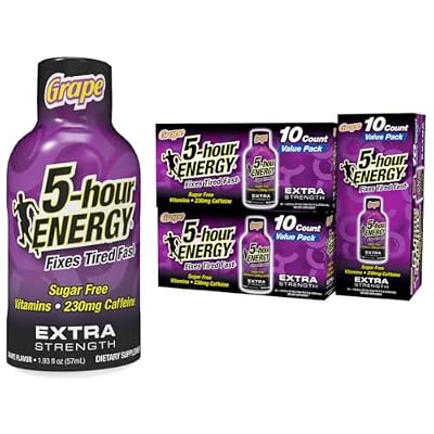 5-hour ENERGY Extra Strength Energy Shot, Grape Flavor, 1.93 oz., 30 Count, Zero Calories & Sugar-Free 230 mg Caffeinated Energy Shot, Amino Acids & B Vitamins, Dietary Supplements