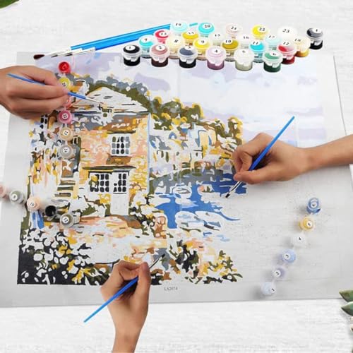 Image of TULIP N TURTLE Jeevansathi Diy Acrylic Paint By Number Kit For Beginner Number Painting Kit Diy Canvas Painting By Number Wall Decoration Diy Painting Kit ,Multi-Coloured