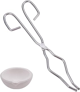 WANDIC Melting Ceramic Crucible Dish Cup Set, 1 Set Smelting Gold Furnace Kit, Crucible Tongs and Quartz Crucible for Melting Chemical Experiment