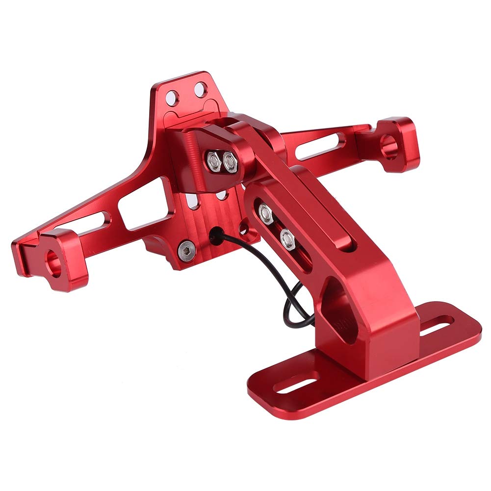 Soporte Placa Matrícula Moto Marco Aluminio Ajustable con Luz Rojo para Motocicleta Accesorio Vehículo