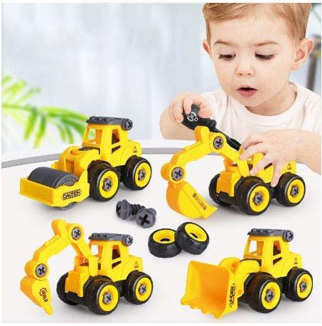 PRESENTSALE Die Cast Set of 4 Unbreakable Transporter Truck Engineering Construction Vehicles Toys for Kids (Yellow) (DIY Truck 4 pcs)