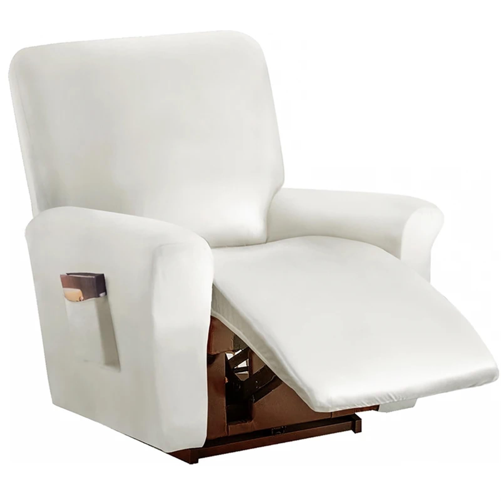 Rivestimento Della Poltrona PU Leather Recliner Cover 1/2 Seat Waterproof Recliner Armchair Cover Elastic Relax Single Sofa Slipcovers for Living Room Decor(White sofa cover)