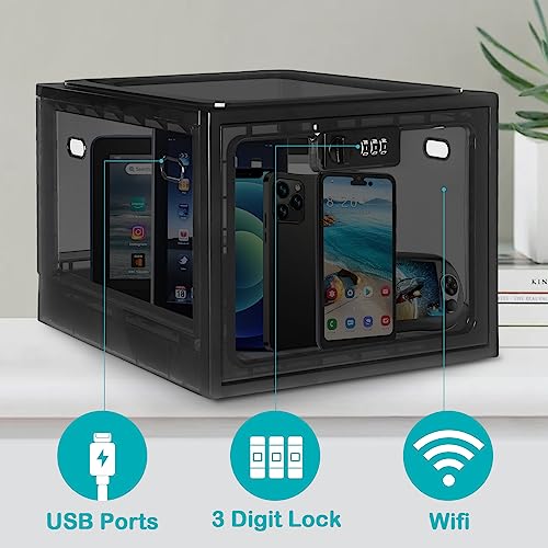 Image of Lalifebuss Combination Lock Boxes for Personal Items, Lockable Storage Box for Office Locker /School /Medicine /Snacks /Phone Jail /Electronic /Home (1 Pack /Black)