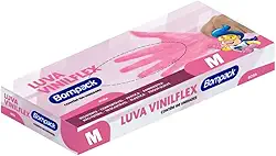 Luva Vinilflex Bompack S/Po Rosa M C/100