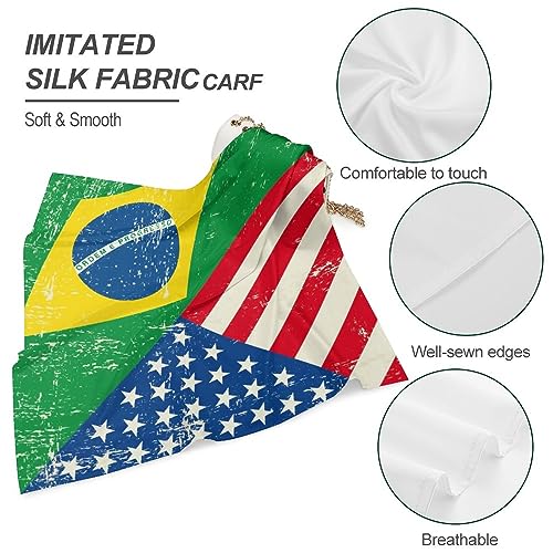 USA Brazil America Flag Silk Head Scarf Neckerchief Square Scarves Vintage Bandanas For Men Women4