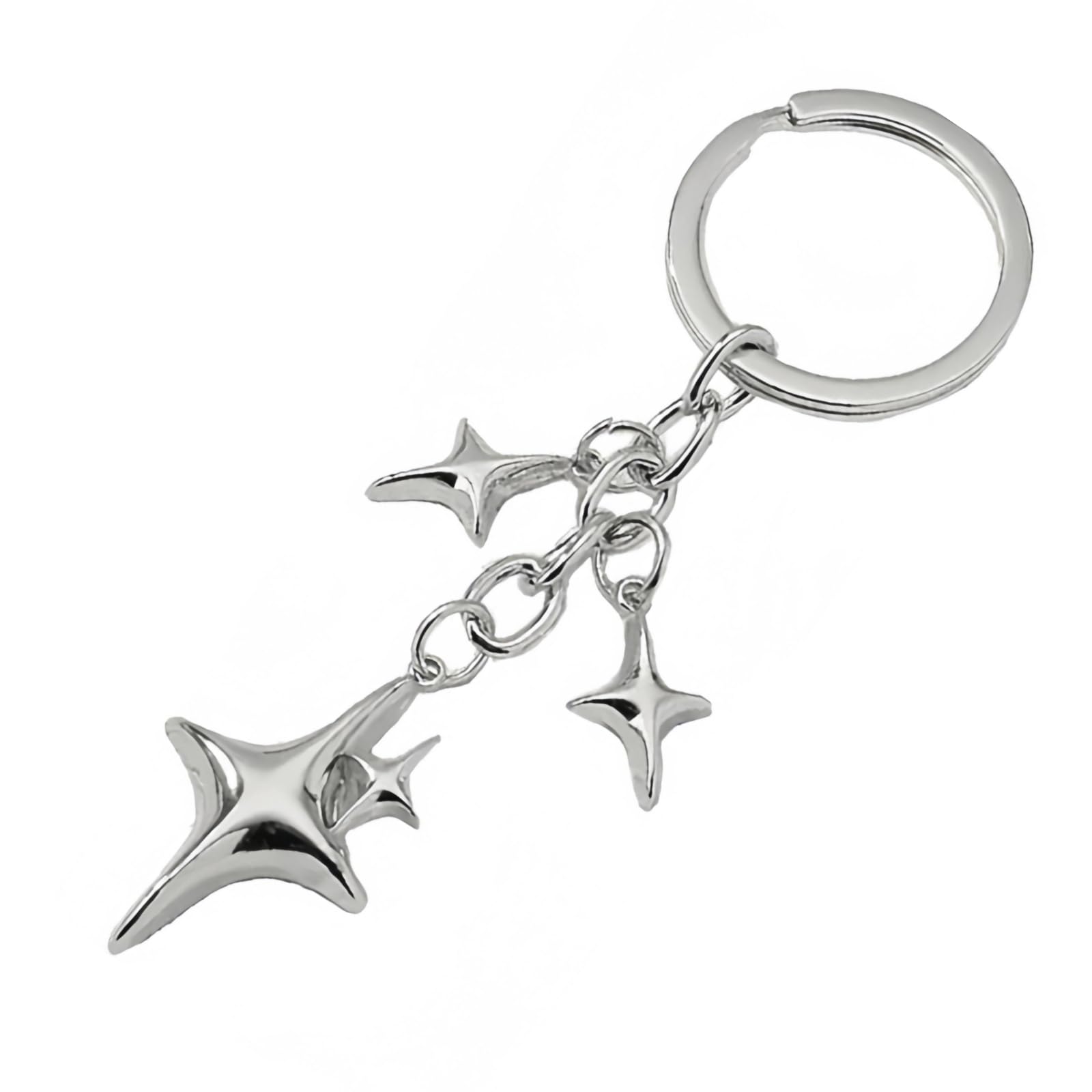 Pchnfei Unisex Silver 1Pc Cute Star Moon Keychainstainless Steel Key Ring Purse Handbag Backpack Bag Charms Car Holder Convenient To Carry Decoration Small In Size,Keyrings Aesthetic Accessories