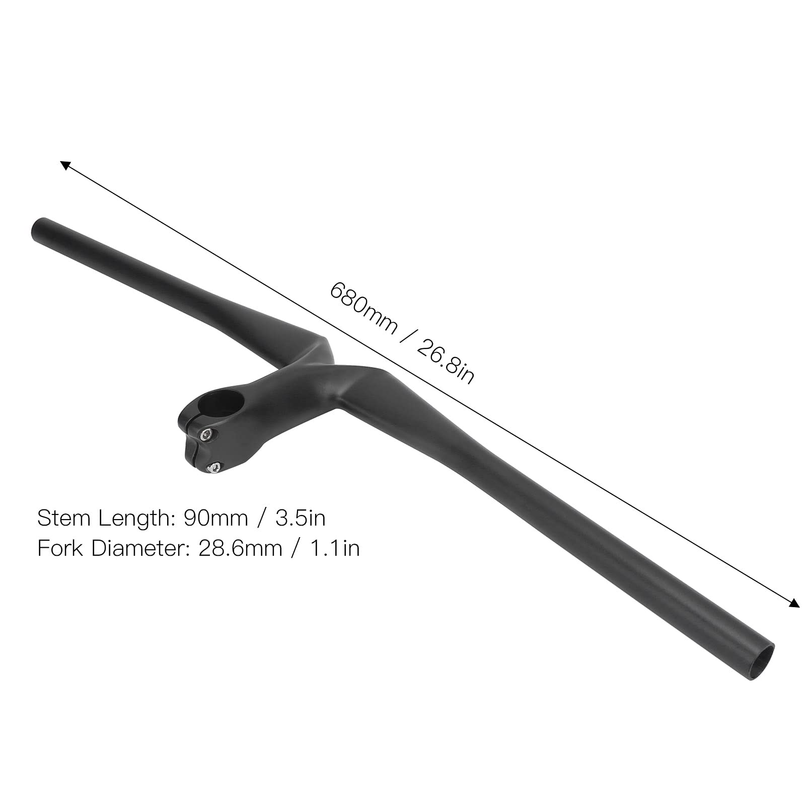 Manillar de Bicicleta de montaña, Manillar de Bicicleta Integrado de Fibra de Carbono Ligero, Manillar de Bicicleta Resistente a los Golpes para Ciclismo