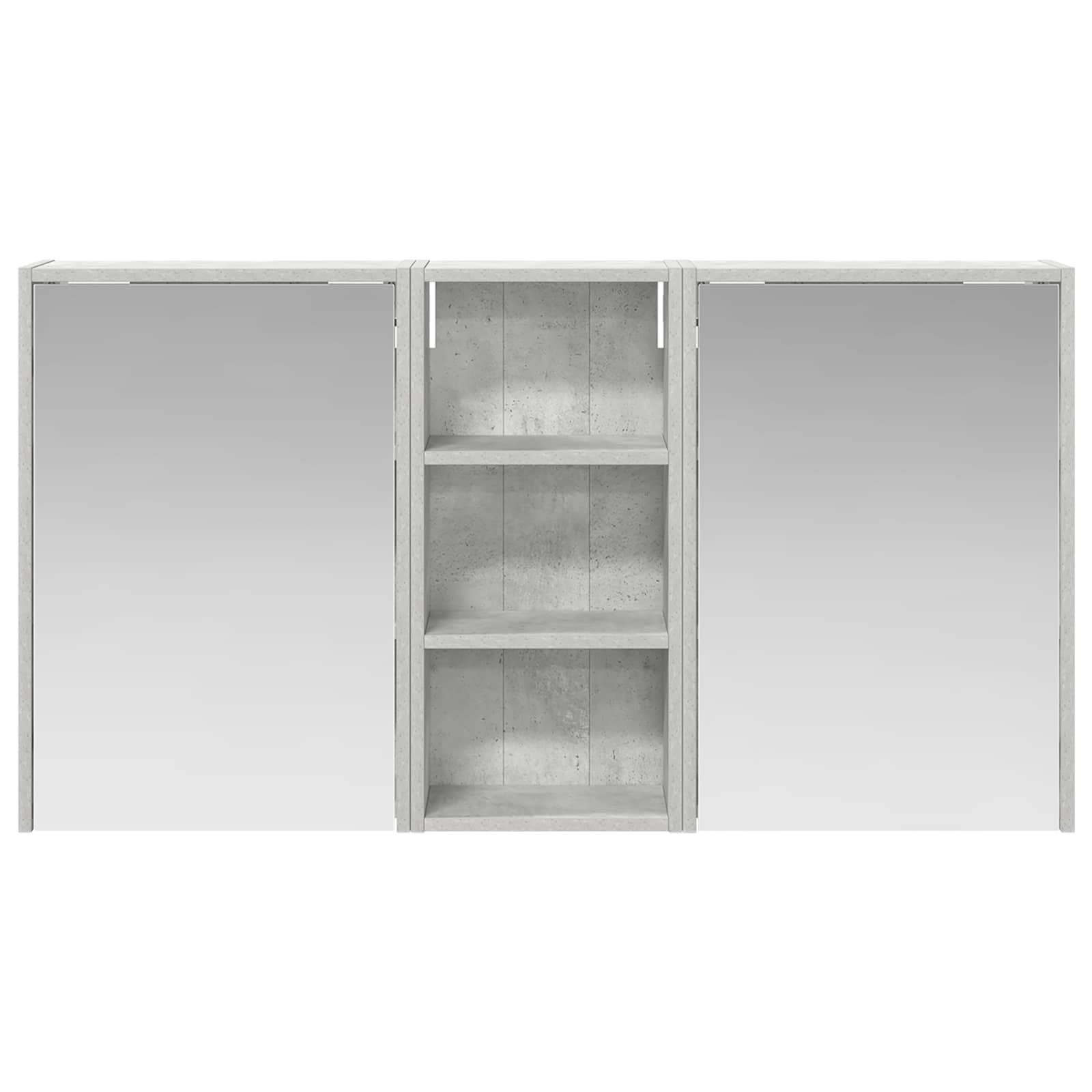 3-częściowy zestaw szafek łazienkowych z materiałem drewnopochodnym z paskami LED, USB, dwoje drzwi i dwukierunkowe lustro, montowana na ścianie, 116 x 16 x 62,5 cm, oszczędność miejsca do