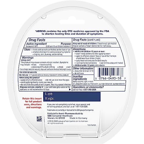 Abreva 105788XA 10 Percent Docosanol Cold Sore Treatment, Treats Your Fever Blister In 2.5 Days thumb #7
