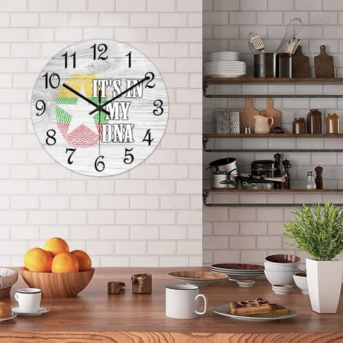 Reloj de pared de madera de Birmania de 38 cm con diseño redondo de bandera 6