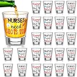 FoldTier 24 Pieces Nurse Shot Glasses Bulk 1.8 Oz Funny Nursing Wine Glasses Nurse Need Shots Too Glasses Gifts Ideas Set for Women Men Nurse's Day Birthday Graduation Christmas Gifts