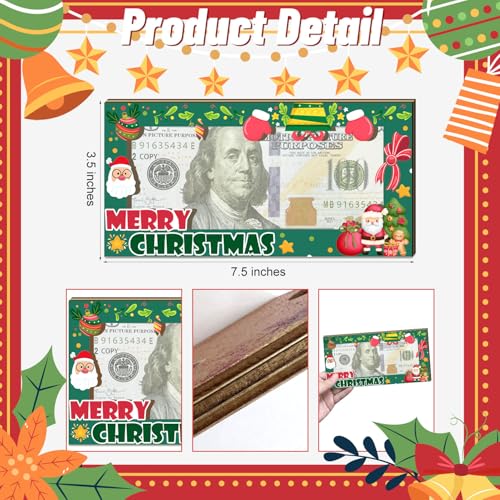 2Pcs Christmas Money Holder for Cash, Wooden Christmas Money Cash Envelope Cards, Merry for Family Friends, Christmas Party Decorations Ornaments2