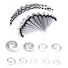 54 Pieces Gauges Kit Silvertone Glitter Spiral Tapers and Plugs 14G-00G Stretching Kit - 27 Pairs