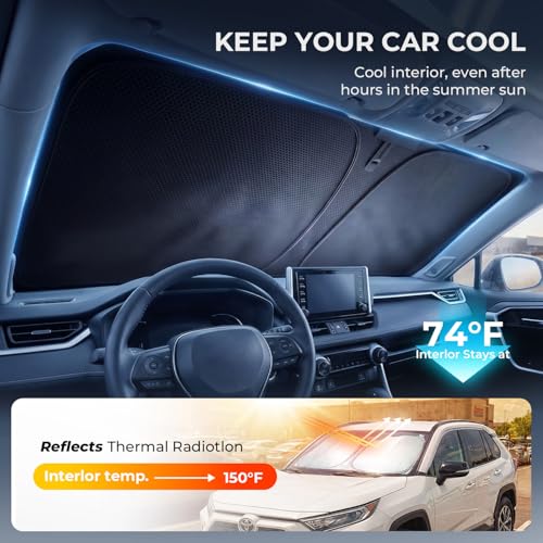 Image of [2026 Upgraded] DooGooCoo Windshield Sun Shade for Subaru Forester 2019-2025 2026 [Cooling Ice-Crystal, 100% Sun Block ] Sunshade for Car Windshield for Forester Sun Shade, Custom Fit Forester.