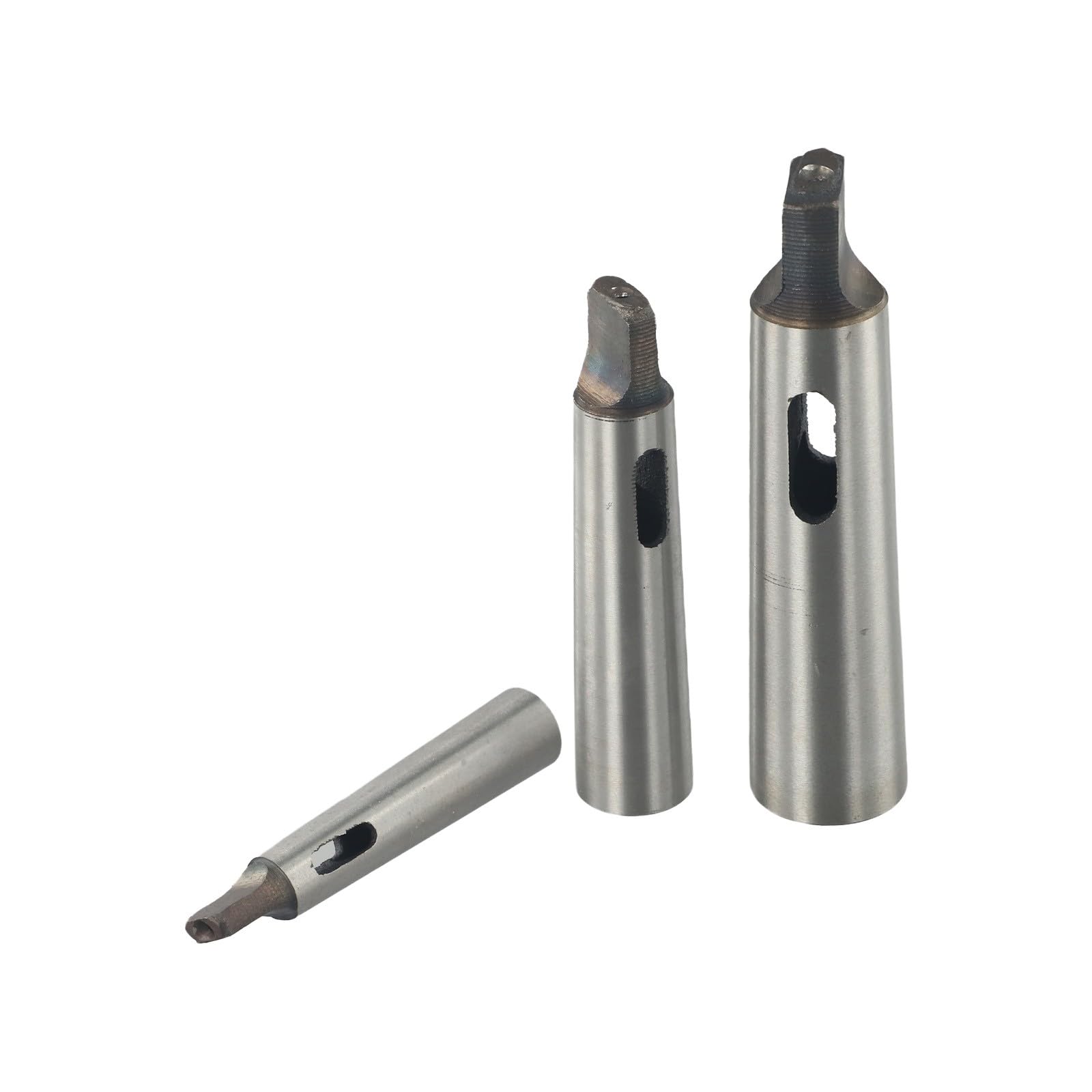 Lecreatekit Lot de 3 adaptateurs de cône morse (MT1-MT2, MT2-MT3, MT3-MT4) pour mandrin de perceuse et outils à tige conique — Acier 45#, dureté HRC58, rectifié