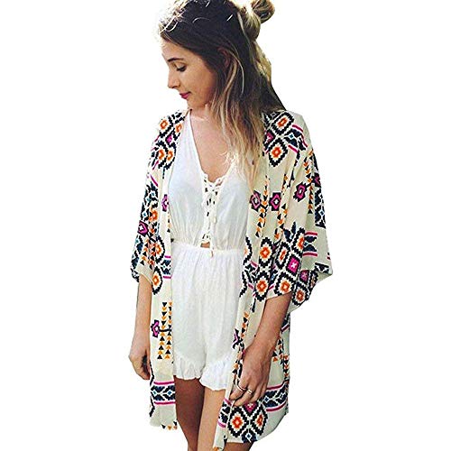 Preisvergleich Produktbild UMIPUBO Strandkleid Damen Sommer Elegant Blumen Kleid Printkleider Strandponcho Badeanzug Vertuschen Bikini Cover Up Beach Kleid Strand Sommerkleider