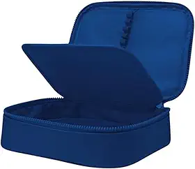 Estojo Box Organizador Escolar Com Divisórias Multifuncional 24 Elásticos Lápis Caneta 100 Pens Masculino Feminino (Azul)