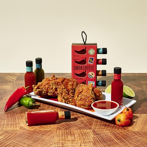 Smokehouse by Thoughtfully Global Hot Sauce Gift Set, Internationally Inspired Flavors Include Puerto Rico, Cuban & More, Set of 4