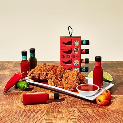 Smokehouse by Thoughtfully Global Hot Sauce Gift Set, Internationally Inspired Flavors Include Puerto Rico, Cuban & More, Set of 4
