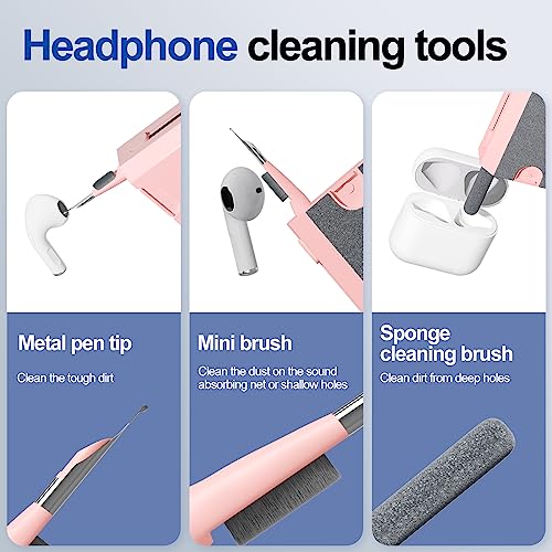 EMART 10-in-1 Airpod Cleaner Kit Keyboard Electronic Screen Cleaning Tool for Earbud/iPhone/Computer/Laptop/MacBook/iPad (Pink)