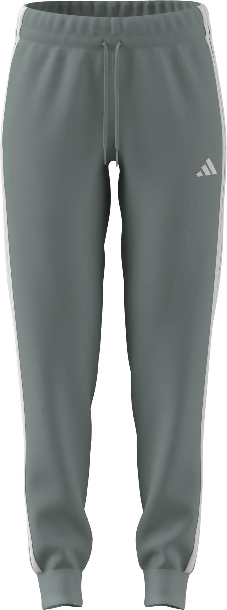 adidas Women's Essentials 3-Stripes Fleece Slim Pants, Wonder Sage/White, XXS